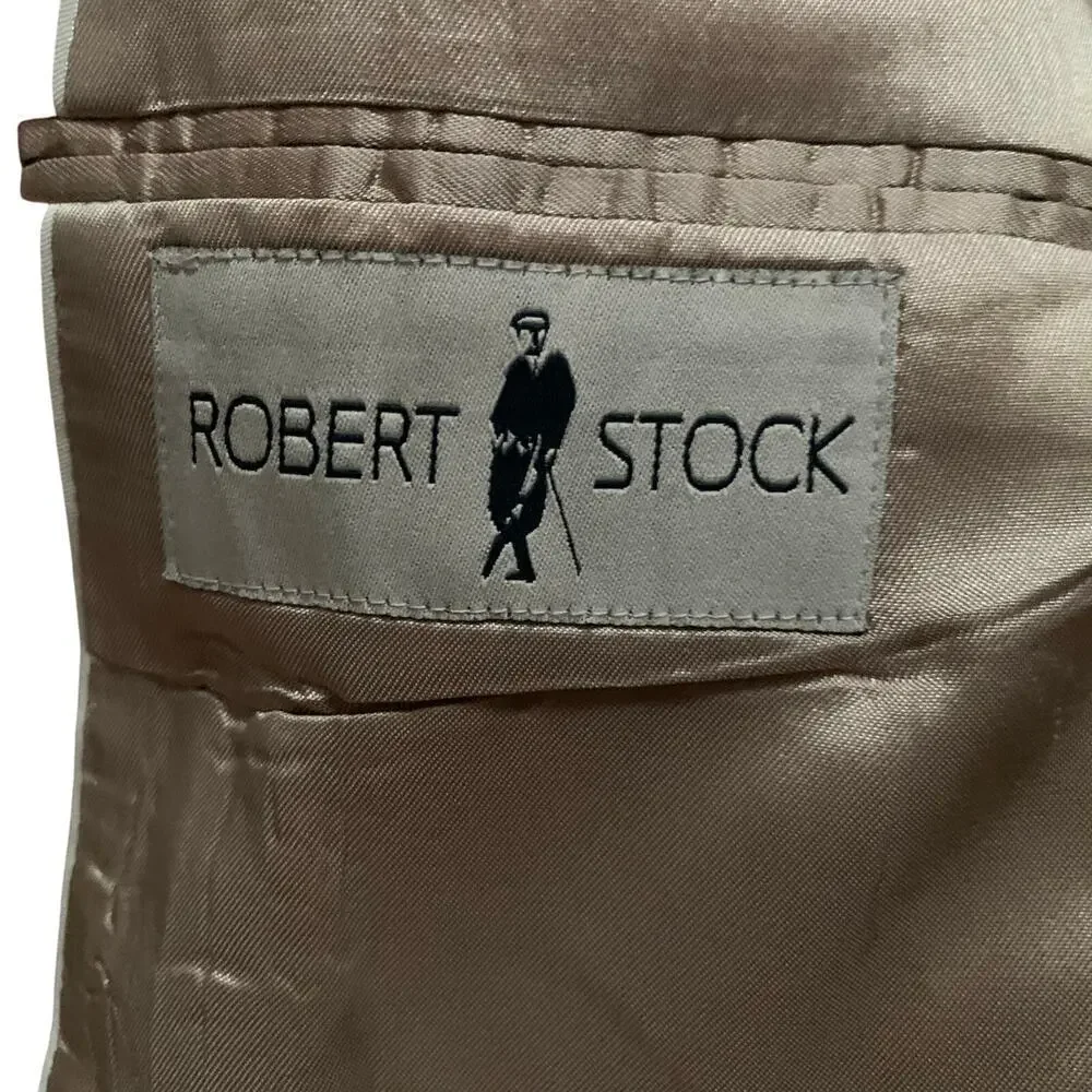 Robert Stock Men’s Wool Sport Coat Blazer Size 44L Tan Camel Brown